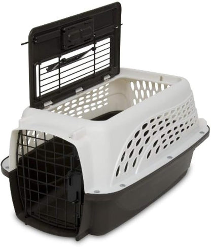 Petmate Dog Crates for Small Dogs & Cat Carriers, Two-Door Plastic Pet Kennel, Top & Front Loading, Made in USA, 19", White | Plastic pet kennel made in USA, for small pups and kittens, dual entry design, great for travel and vet trips, easy access