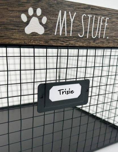 Rae Dunn Decorative Pet Toy Storage Basket - Durable Cat and Dog Toy Basket Perfect for Organizing Chew Toys - Sturdy Metal Baskets for Storage of Pet Blankets & Leashes