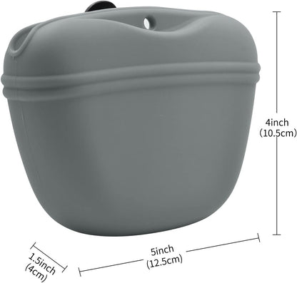 AUDWUD Silicone Dog Treat Pouch,with Dog Training Clicker,Clip on Portable Training Container,Convenient Magnetic Buckle Closing and Waist Clip