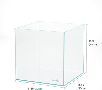 Landen 30C 6.6 Gallon Rimless Low Iron Aquarium Tank, W11.8×D11.8×H11.8 in(30x30x30cm) 5mm Thickness with Nano Foam Leveling Mat Included