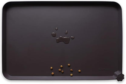 Hoki Found Silicone Pet Food Mats Tray - High-Lips Pet Dog Cat Bowl Mats - Pet Feeding Mat - Waterproof Dog Cat Food Mats -Pet Water Mats for Floors - Dark Oak