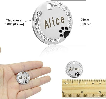 Personalized Dog/Cat Cute Paw Pet ID Tag with Unique Laser Engraving Name and Phone Number for Pet Collar or Key Chain (Black)
