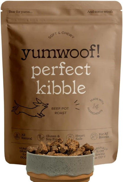Yumwoof Perfect Kibble Non-GMO Air Dried Dog Food | Improves Allergies & Digestion with Organic Coconut Oil, MCTs & Antioxidants | Vet-Approved Soft Dry Diet | Made in USA (Beef 3.5lbs)