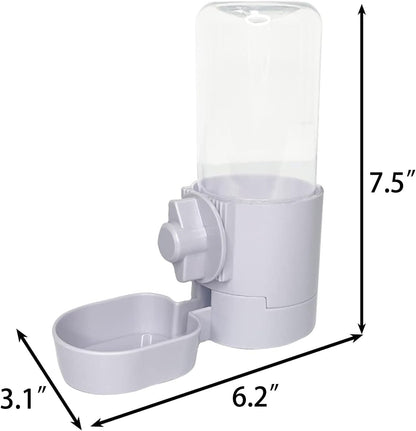 Rabbit Water Bottle 17 OZ Bunny Hanging Water Fountain Automatic Guinea Pig Water Dispenser No Leak Drinking Feeder for Bunny Chinchilla Hamsters Cat Dog Small Animals(Grey)