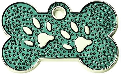 Personalized Dog Cute Paw Pet ID Tag for Pet Collar or Key Chain - cat Name tag, Personalized cat id tag, Kitten Name tag, Kitten id tag (Bone-Shaped-Small: Ocean Blue)