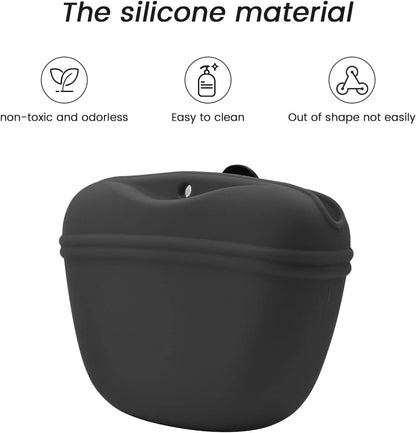 AUDWUD Silicone Dog Treat Pouch,Clip on Portable Training Container,Convenient Magnetic Buckle Closing and Waist Clip,No BPA