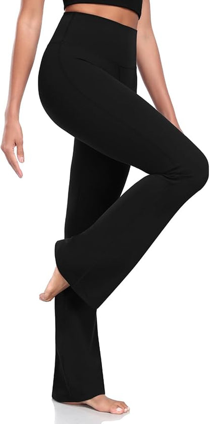 HeyNuts Harmony Flare Leggings 29"/30.5"/32.5"/34.5", High Waisted Tummy Control Wide Leg Bootcut Yoga Pants Lounge Soft