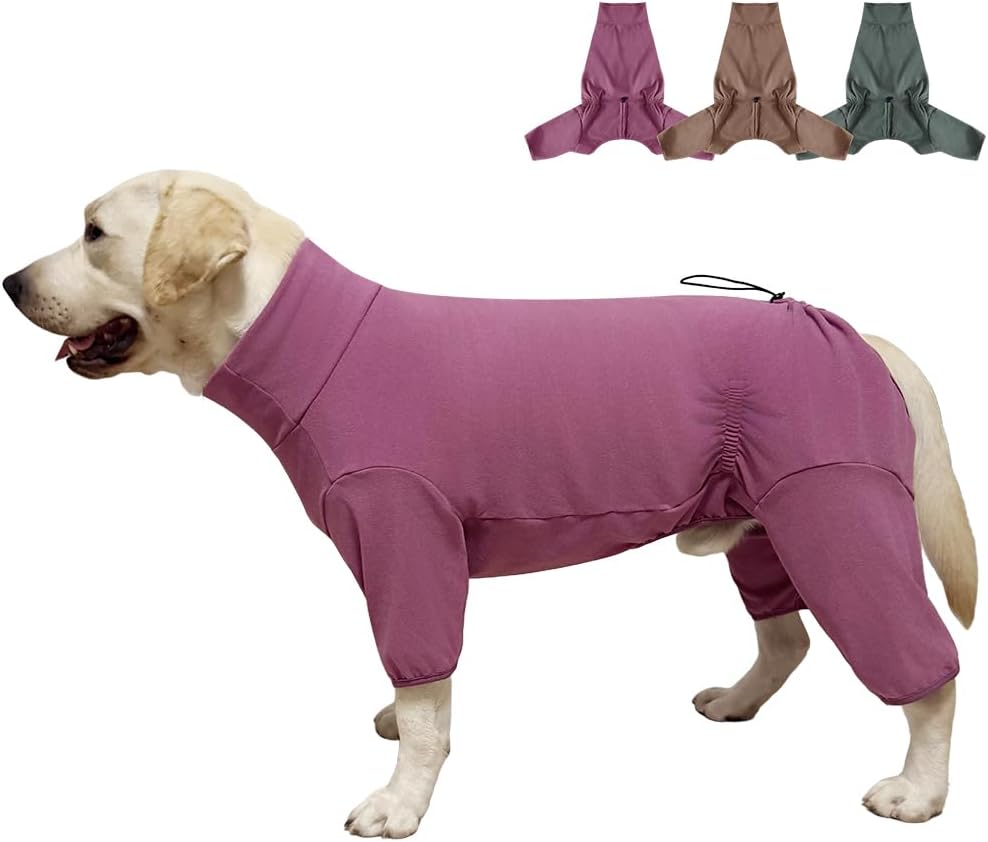 Dog Pyjamas PJS Sweater Clothes and Home Clothing Suitable for Medium to Large Breeds of Dogs, Dog Neutering Suits, Extra-Large Stretch Fabric, Four-Legged Clothes(Thickened Red, 4XL)
