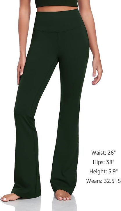 HeyNuts Harmony Flare Leggings 29"/30.5"/32.5"/34.5", High Waisted Tummy Control Wide Leg Bootcut Yoga Pants Lounge Soft