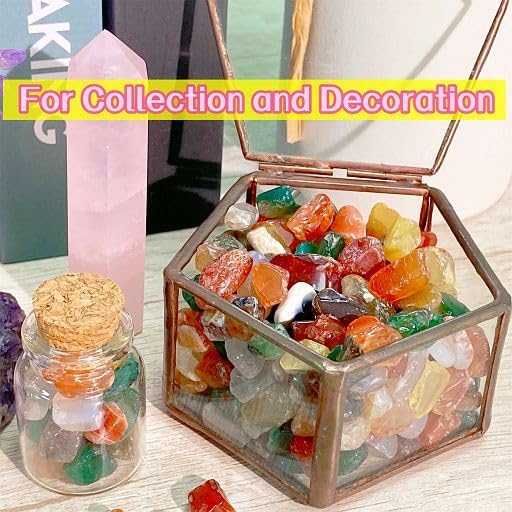 YATOJUZI Colorful Agate Aquarium Gravel Rocks Mix-color Bulk Wholesale Tumbled Crystals Stones Chips Crushed Reiki Energy Balancing Gemstones Planter Vase Filler Fountain Fish Tank Potted Decor 0.44LB