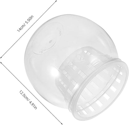 Plastic Betta Bowl Round Terrarium Bowl, Small Desk Fish Tank with Hydroponic Basket, Plastic Aquarium for Indoor Desktop Landscape and Aquatic Pets