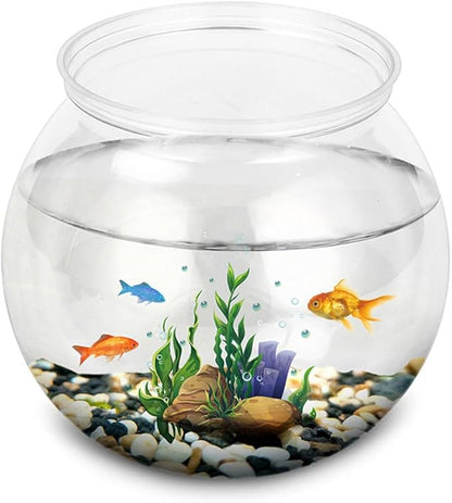 Beavorty Plastic Fish Bowl 0.5 Gallon Clear Spherical Aquarium Tank for Small Goldfish Betta Turtle Desktop Decor Mini Water Garden
