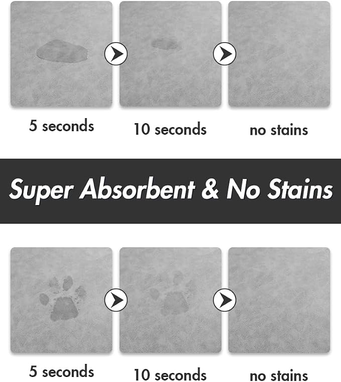 MontVoo-Absorbent Pet Feeding Mat-No Stains Pet Mat for Food and Water Bowl-Quick Dry Cat & Dog Food Mat Water Dispenser Mat-Pet Supplies Mat-Dog Water Bowl Mat for Messy Drinker,（LightGrey,12"x19"）