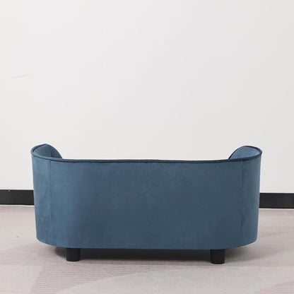 Pet Sofa Bed,Cat Sofa Couch,Small Dog Beds,Pet Sofa Couch, Cat Beds,Wooden Frame and Velvet Fabric and Washable Cushion, Comfy Dog Couch for for Small Dogs &Cats&Puppy (Blue)