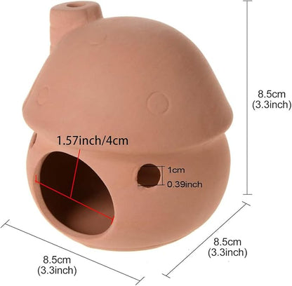 Saim Aquarium Decor Ceramic Mushroom House Ornament Fish Tank Landscape Decor for Small Shrimp to Rest and Breed, Hiding - Natural Color