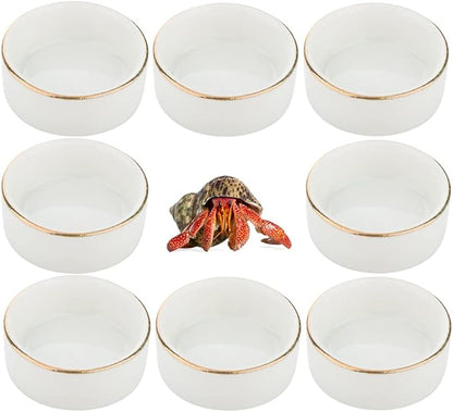 DQITJ 8 Pcs Hermit Crab Ceramic Water Bowl, Tarantula Mini Food Dish for Hermit Crab Tarantula Spider Millipede Tiny Bugs