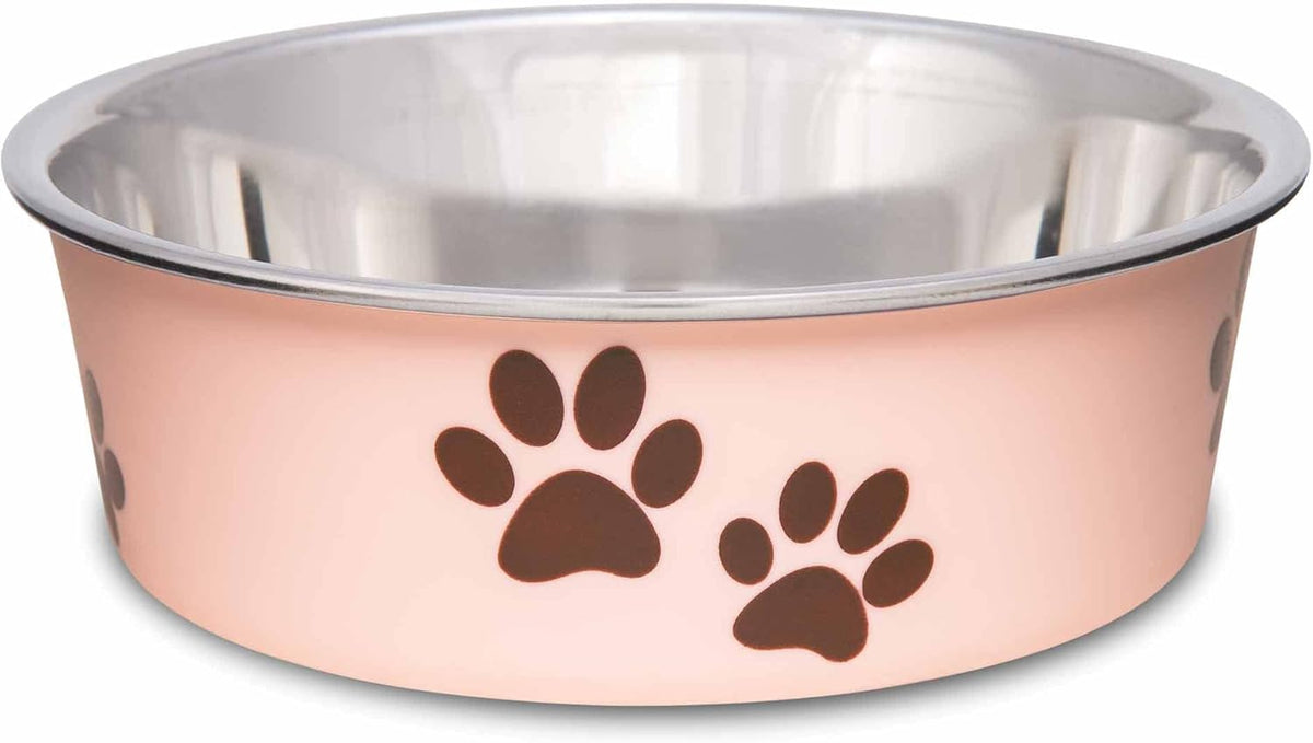 Loving Pets Bella Dog Bowls- Stainless Steel Dog & Cat Bowls - Spill Proof Dog Food Bowl, Cat Bowl, Puppy Essentials & Pet Supplies Great for Home & Travel (Small 10-20 lbs, Paparazzi Pink)