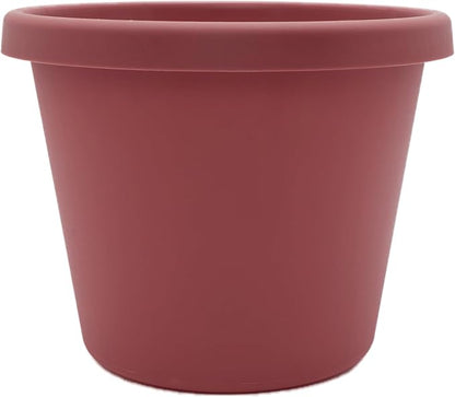 The HC Companies Prima Round Plastic Plant Pot w/Rolled Rim - Lightweight & UV Resistant Flower Pot for Herbs & More - Outdoor & Indoor Plant Pots w/Drainage (8 inch, Marsala, Pack of 1)