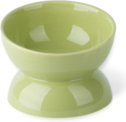 Cat Water Bowl, 16 OZ Ceramic Elevated Cat Bowls, 15° Tilted and Raised Pet Food Dish, Anti Vomiting Protect Pets' Spines and Whisker Fatigue