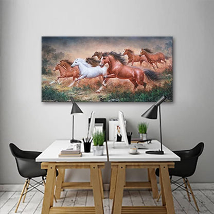 Yxbhhym Large Horse Wall Art Pictures Animal Canvas Prints Eight Running Horses Paintings Posters Horses Artwork for Wall Office Decor Living Room Home Decorations Framed Wall Art -20x40inches
