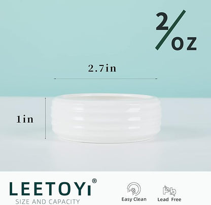Reptile Food Bowls Ceramic Mini Round Reptile Water Food Dish, Pet Food Bowl for Lizards, Small Snakes, Young Bearded Dragons, Gecko Tortoise Spider (White, Small-2Pack)