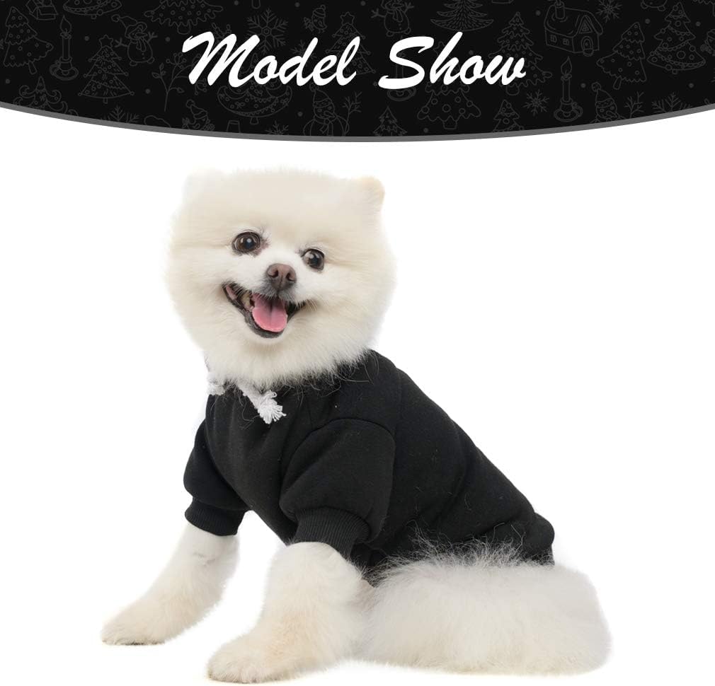 KOOLTAIL Basic Dog Hoodie - Soft and Warm Dog Hoodie Sweater with Leash Hole and Pocket, Dog Winter Coat, Cold Weather Clothes Sweatshirt for Small Medium Large Dogs Puppy Cat Boys Girls Black XS