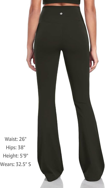 HeyNuts Harmony Flare Leggings 29"/30.5"/32.5"/34.5", High Waisted Tummy Control Wide Leg Bootcut Yoga Pants Lounge Soft