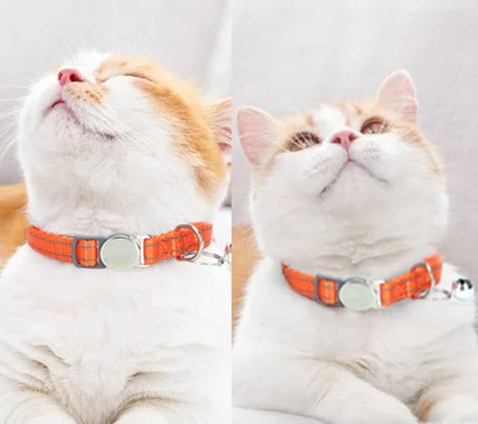 Purple Dog Breakaway Collar with Bell, Soft Nylon Break Away Reflective Cat Collars with Bell for Xs Small Female Puppy Girls Dogs Kitten, Neck 7-11 Inch