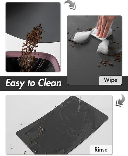 MontVoo-Absorbent Pet Feeding Mat-No Stains Pet Mat for Food and Water Bowl-Quick Dry Cat & Dog Food Mat Water Dispenser Mat-Pet Supplies Mat-Dog Water Bowl Mat for Messy Drinker,（Darkgrey,17"x28"）