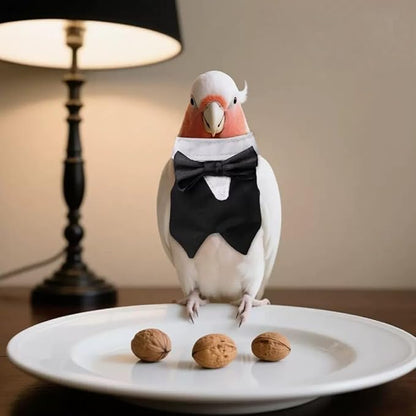 Bird Clothes, Parrot Tuxedo Costume, Flights Suits - Black Formal Outfit Bird Cosplay Photo Prop for Eclectus, Budgerigar, African Greys Parakeet, Conure, Cockatiel, Love Birds,S