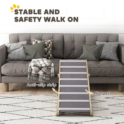 Dog Ramp For Couch, 4 Adjustable High-traction Carpet And Crossbars Foldable Pet Ramp  For Small To Large Dog