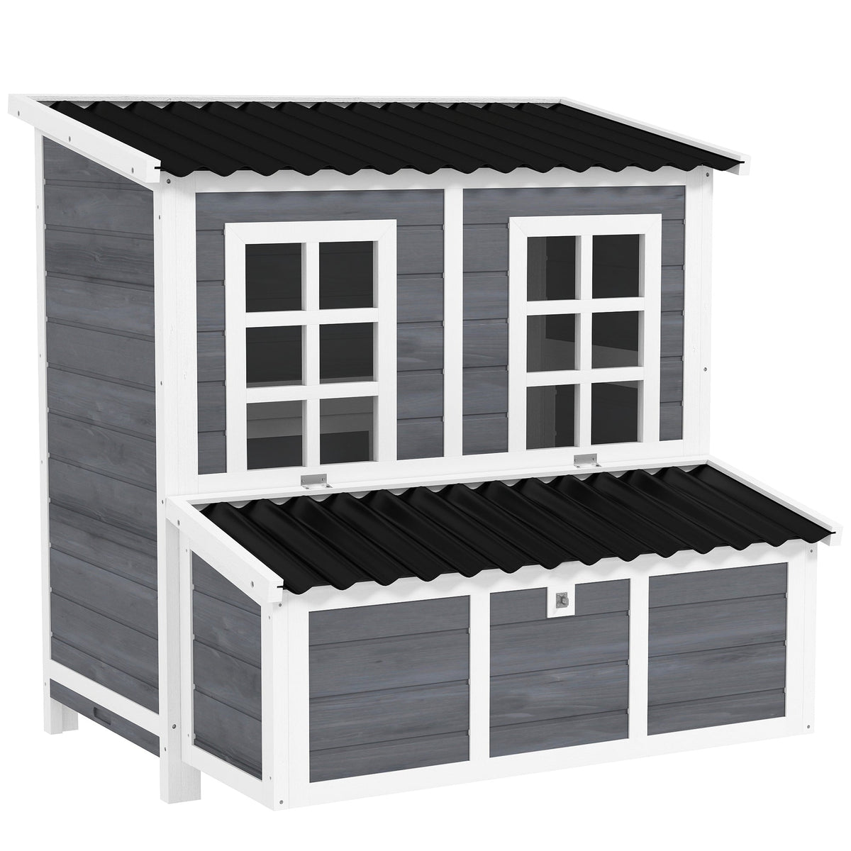 Wooden Chicken Coop with Nesting Box, Pull-Out Tray, Waterproof Roof, 39" Chicken House for 2-4 Chickens, Rabbits