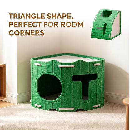 Modular Stackable Felt Cat House Detachable Cat Cave, Free Combination Indoor Pet Hideout Box, Sturdy Felt Cat Shelter For Multi-Cat Family