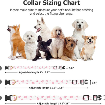 Dog Collar White And Pink Love Heart With Pendant Cute Dog Collar