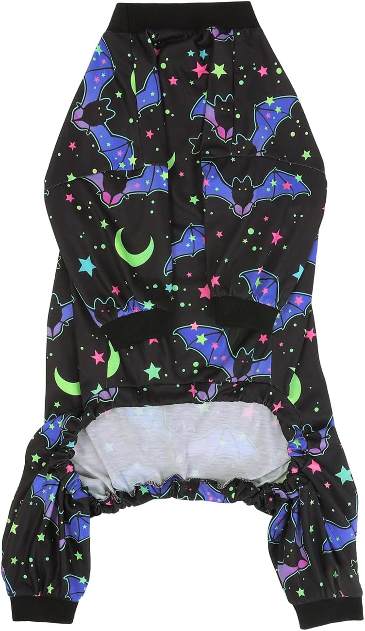 HDE Dog Pajamas One Piece Jumpsuit Lightweight Dog PJs Shirt for M-3XL Dogs Starry Bats - S