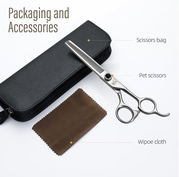 Dog Grooming Scissors: 6.5 inch Pet Blender Shears Made Of Japanese 9CR Advanced Stainless Steel Professional Grooming Scissors for Dogs Cats and Other Pets