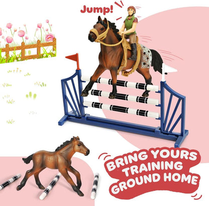 Horse Stable Playset, Horse Toys Set for Girls and Boys with Rider, Farm Animal Figurines Barn Toys, Pretend Play for Kids 3-5 6 7 8-10 Birthday Gifts