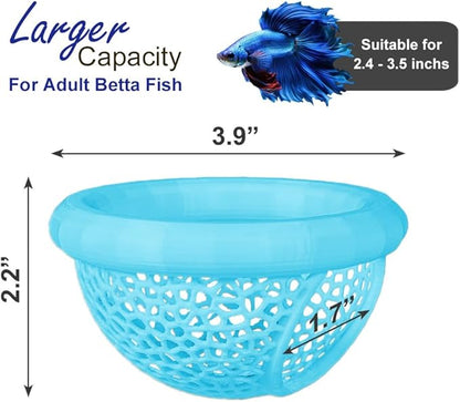 Floating Betta Hammock with Suction Cup, Shrimp Cave, Betta Fish Feeding Rings,3D Printed Aquarium Decor (Blue, Large)