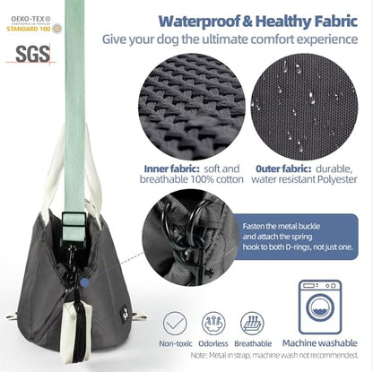 Small Dog Carrier Purse, Portable Pet Carrier Tote Carrier with Pockets, Adjustable Safety Leash, Waterproof Dog Travel Bag, Travel Pets Purse up to 4 Lbs, Dark Grey
