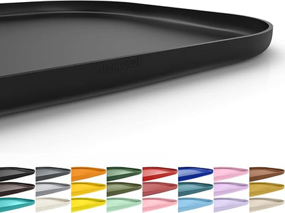 SMILOOL Waterproof Silicone Pet Food Mat with Raised Edge for Dog & Cat | 19" x 12" Non-Slip Pet Feeding Mats with Lip for Food & Water Bowl, Food Grade, Easy Cleaning, Black