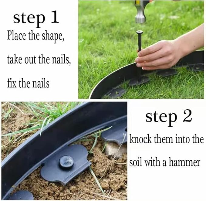 Landscape Edging Spikes, 8 inch Edging Spikes for Landscaping, Flower Gardens, Lawn (50 PC)