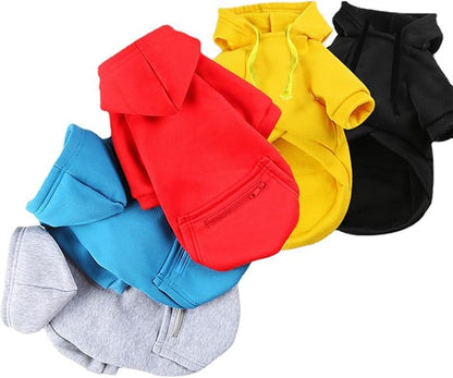 Jecikelon Pet Dog Cold Weather Coat with Pocket Winter Dog Hoodie Warm Puppy Clothes for Small Dogs Chihuahua Clothing (Medium, Y02-Yellow)