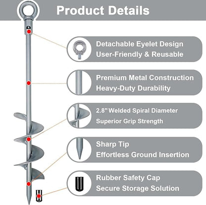 Tyalez 30 inch Ground Anchor Heavy Duty Earth Anchors Set Screw in for Mobile Home, Swing, Tent Trampoline Anchors Wind Resistant Tree Stakes and Supports with Drill Socket, 4 Pack