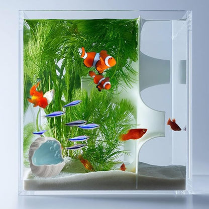 AnRui Cute Aquarium Decorations Ceramic Conch Shell-Shaped House Thematic Betta Fish Tank Accessory Decor Ornament Hideout Cave for Fish Playing or Hiding, Blue