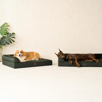 EHEYCIGA Large Dog Bed Memory Foam for Crate, Orthopedic Dog Bed Large Size Dogs with Washable Removable Cover, Waterproof Pet Sofa Couch with Nonskid Bottom, 35x22x6, Dark Green | Small Dog Sofa with Washable Removable Cover, Waterproof Pet Couch for ...