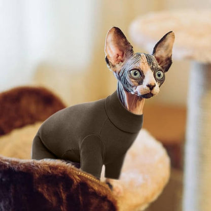 ROZKITCH Pants for Cats, Breathable Soft Cat Jumpers for Cats Only, Cat Coat with Four Legs, Warm Sweater T-Shirt Pajamas Jumpsuit Vest Cornish Rex Devon Rex Peterbald Coffee M