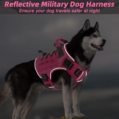 WINGOIN Pink Tactical Dog Harness for Medium Size Dogs,No Pull Dog Harness | Heavy Duty with Handle,Adjustable Reflective,Military K9 Pet Vest,for Pitbull Female Male,for Walking Training Hiking Running