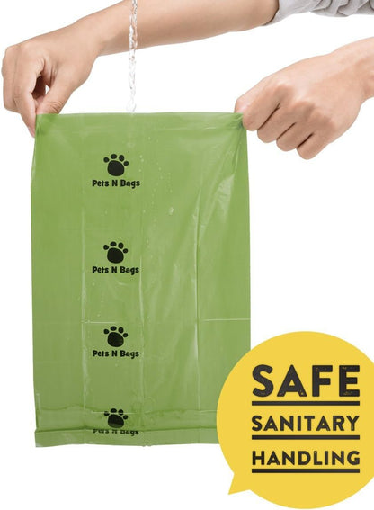 Poop Bags, Environment Friendly Pets N Bags Dog Waste Bags, Biodegradable, Refill Rolls, Includes Dispenser (16 Rolls / 240 Count)
