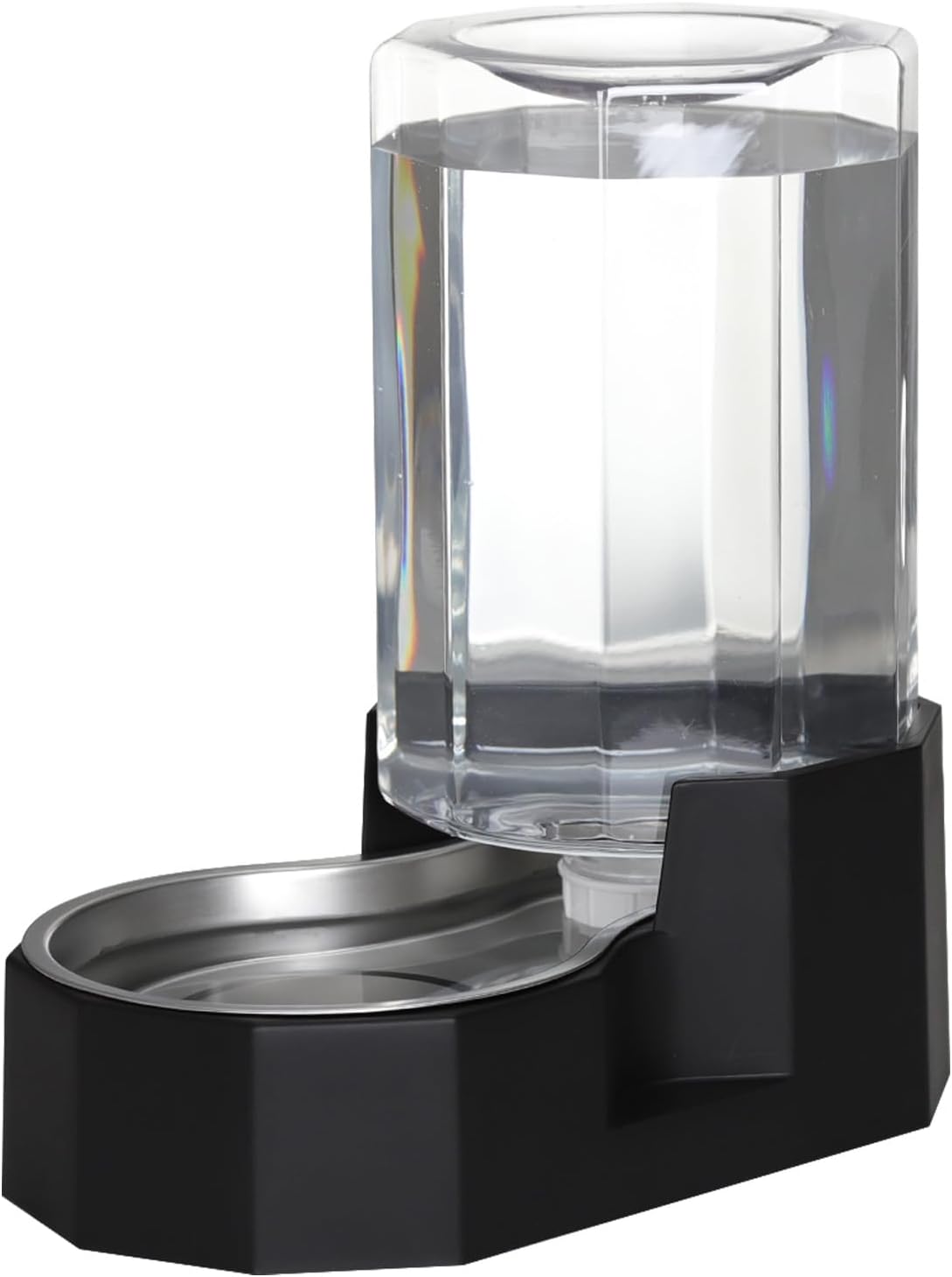 Sfozstra Dog Water Bowl Dispenser: 7L Large Black Gravity Stainless Steel Bowl - Without Filter - Pet Feeder for Pets Indoor/Outdoor Use by Owners