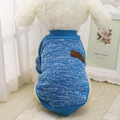 Idepet Pet Dog Classic Knitwear Sweater,Fleece Coat for Small,Medium Dog,Warm Pet Dog Cat Clothes,Soft Puppy Customes (XS, Blue)